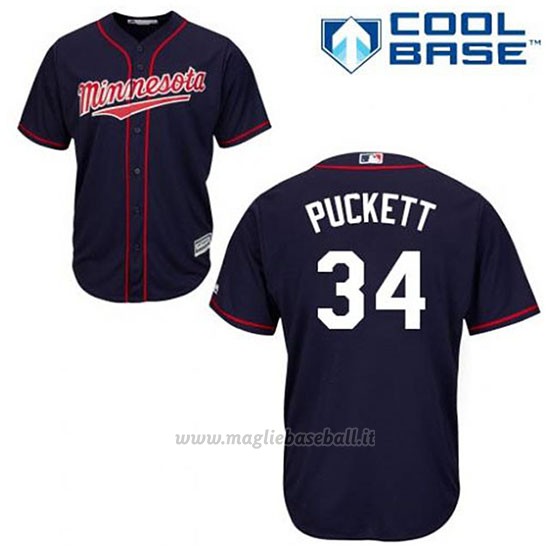 Maglia Baseball Uomo Minnesota Twins Kirby Puckett 34 Blu Blu Alterner Cool Base